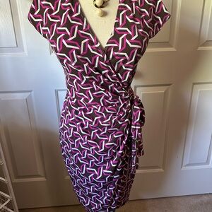 Pink Geometric Wrap Dress - Women